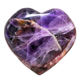 Dreamy Amethyst Crystal Heart Palm Stone - Pocket Massage Worry Stone for Natural Body Chakra Balancing, Reiki Healing and Crystal Grid