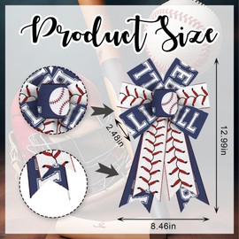 ALIBBON 2 Pcs Baseball Bows for Wreaths, Blue White Wreath Bows, Sports Bows for Front Door, Baseball Sports Decor, Home Run Burlap Bows for Sports Wreath Indoor Outdoor Decoration