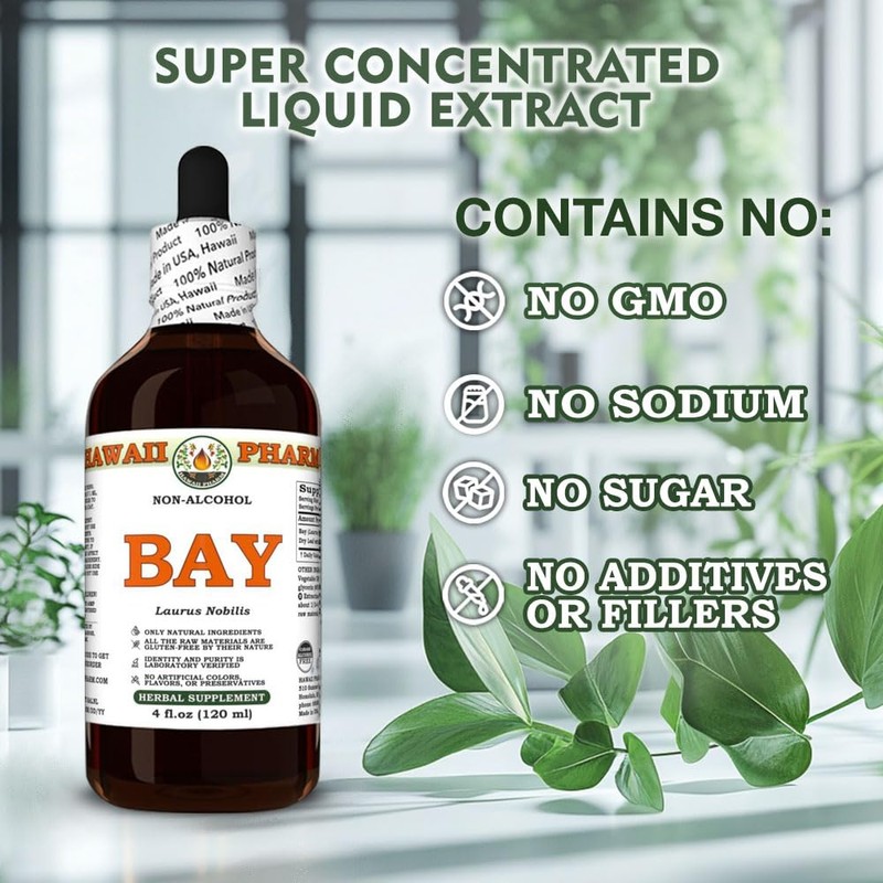 Bay (Laurus Nobilis) Dry Leaf Glycerite, Made in Hawaii, All