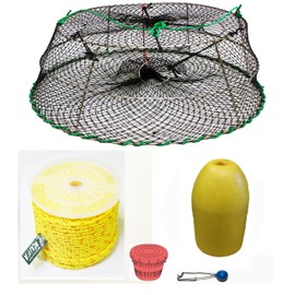 KUFA Sports Tower Style Prawn Trap with 400' Rope, Yellow Float and Vented Bait Jar Combo (CT76+PP4+F11Y+TW10+HB5)