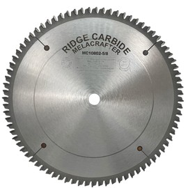 Ridge Carbide 10" 80T, Melacrafter Table/Miter Saw Blade, Alternate Top Bevel Grind (ATB),30° Hook, 5/8" Bore, Plate Thickness .087", Thin Kerf (0.115") for Cutting Laminates/Veneers