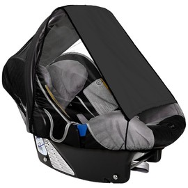 Sunnybaby 11286 - Universal Sonnenschutz für Babyschale, Sonnendach mit Insektenschutz | UV Schutz UPF 50+ | vielseitig verstellbar | mit Eingriff - Farbe: SCHWARZ | Qualität: Made in Germany