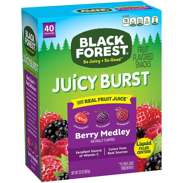 Black Forest Fruit Snacks Juicy Burst, Berry Medley, 0.8 Ounce (40 Count)