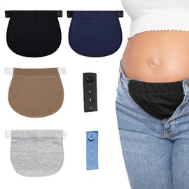 Thoquene 6 Stück Verstellbarem Hosenerweiterung Schwangerschaft Set, Elastisch Hosenbunderweiterung Schwangerschaft