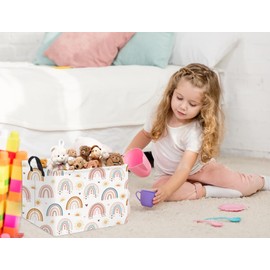 TIBAOLOVER Rectangular Rainbow Basket Baby Kids Storage Basket Cute Kids Toy Storage Bin Organizer Shelf Book Room Decor(Sun Rainbow)