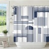Yeele Navy Blue Geometric Line Art Shower Curtain, Modern Abstract