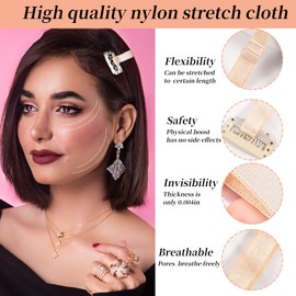 6 Pieces Facelift Bands with Clips, Eyebrows and Eyes Single Bands Lift Clip Kits, Face Lift Stretching Strap Face Lifting Patch, Invisible Facelift Patch Elastic Band Adjustable Rubber for Hair