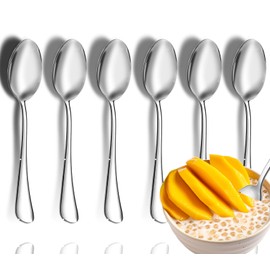 Teaspoon Set,6 Piece 6.7" Spoons Silverware, Premium Food Grade 18/10 Stainless Steel Tea Spoons, Metal Dessert Spoon, Durable Kitchen Spoons Set, Mirror Finish & Dishwasher Safe