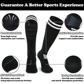 Sarfel Youth Soccer Socks Black Soccer Socks Youth Boys Soccer Socks Black Soccer Socks Mens Soccer Socks Adult Soccer Socks, Large