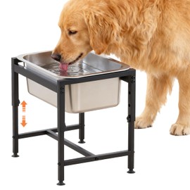2.5 Gallon Elevated Dog Water Bowl for Large Breeds, 16.4" Height Adjustable Dog Water Bowl Dispenser with Solid Metal Base Eases Joint Strain, Anti-Tip Design and Simple to Clean, Indoor and Outdoor