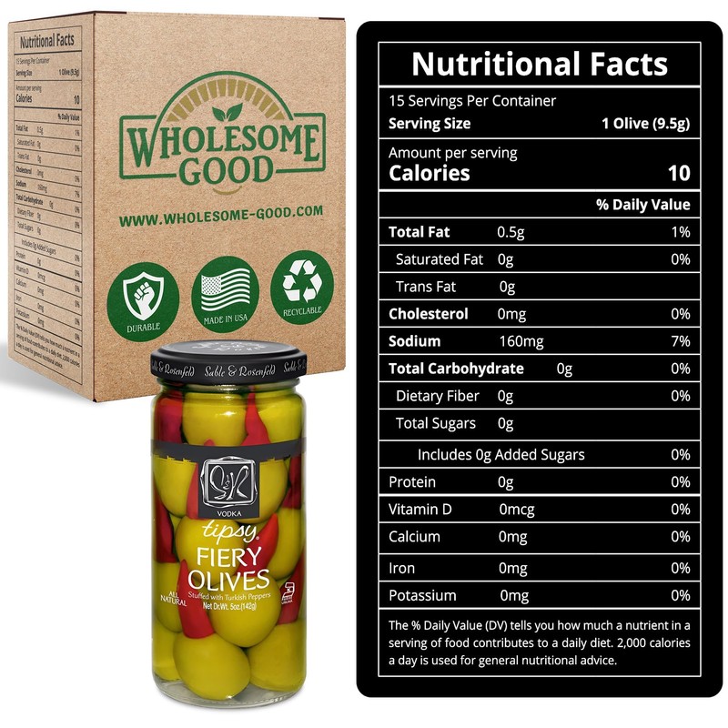 Sable and Rosenfeld Tipsy Fiery Olives, 5.0 Ounce (Pack of