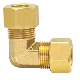 (1) EZ-Fluid 5/8" Compression 90 Degree Elbow,Lead-Free Brass Union Coupling Fittings Connector,Compression Tube Fitting Safe for Drinking water Plumbing