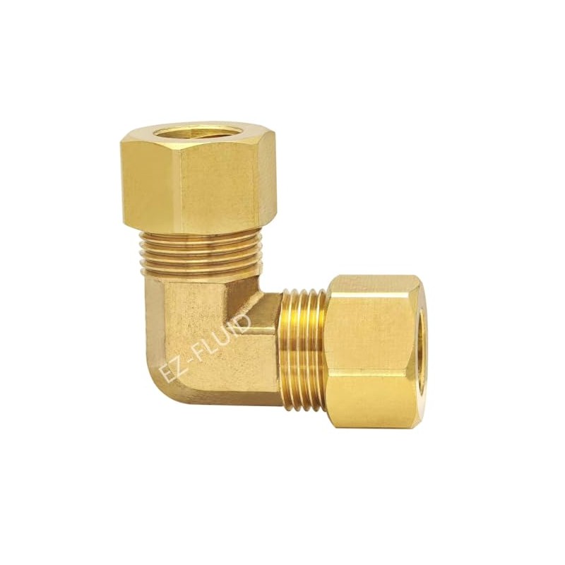 (1) EZ-Fluid 5/8" Compression 90 Degree Elbow,Lead-Free Brass Union Coupling