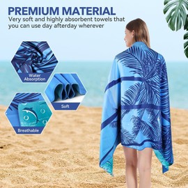 Beach Towel, Microfibre Bath Towel, Large, Set of 2, XXL Beach Towel, Sauna Towel, Beach Towel, Sand-Free Sauna Towel, Microfibre Towel, Beach Towel Accessories, Quick-Drying Beach Towel, Beach