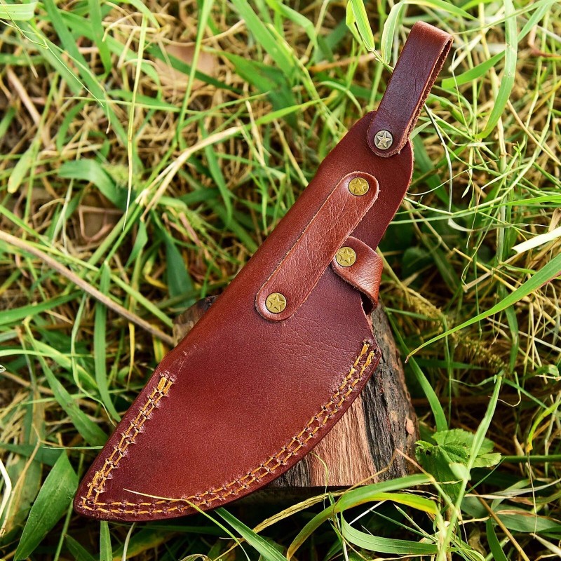 Knife Sheath Hand Engraved Fixed Blade Knife Leather Sheath Vertical