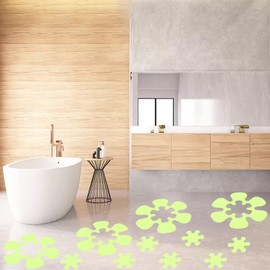 HomeDejavu 24 pcs Bathroom Non Slip Stickers Luminous Stickers Flower Shape Non Slip Shower Stickers Contains 12 pcs 10 CM and 12 pcs 4,5CM Flowers Luminous Stickers Fit for Bathrooms Kitchens Stairs