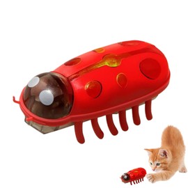 Ailan Pet Mini Ladybird Electric Cat Toy, Can Emit Light, Interactive Toy, Beetle, Educational Toy for Cats and Kittens to Play and Exercise (Red Black)