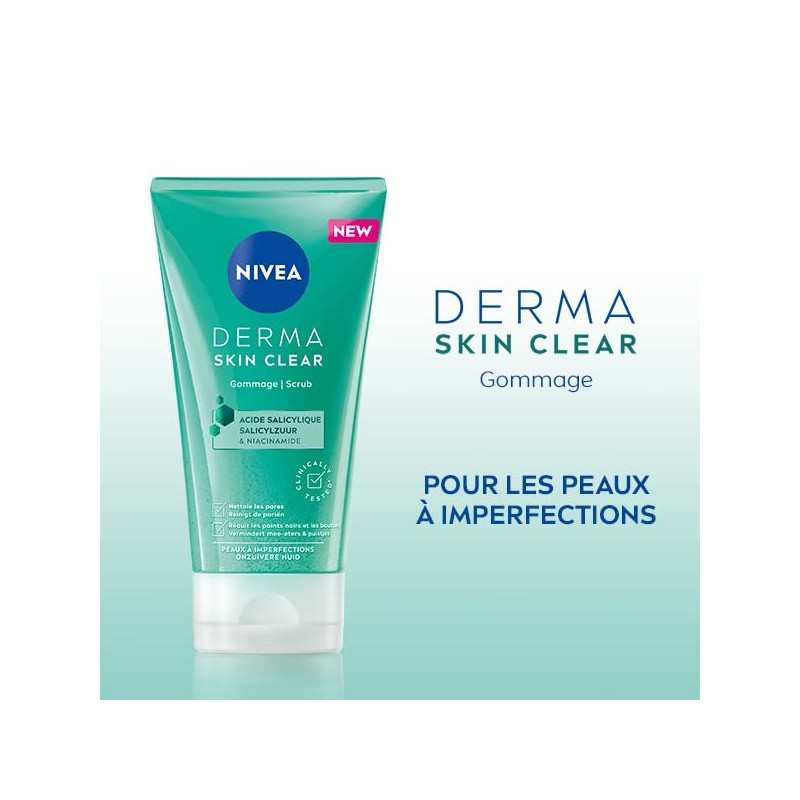 NIVEA Derma Skin Clear Face Scrub (1 x 150 ml),