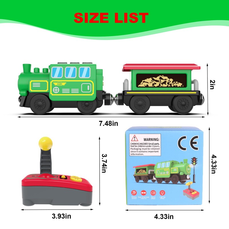 Battery Operated Locomotive Train Set for Wooden Train Tracks,Powerful Engine
