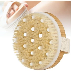 Cepillo Corporal para Masaje Exfoliante de Baño de Cerdas Naturales para Eliminar las Toxinas de la Piel Muerta para Cuerpo Seco; Ayuda al Tratamiento de Celulitis y Mejora las Funciones Linfáticas