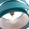 Contemporary Quality Teal Linen Fabric Triple Tier Ceiling Pendant Light