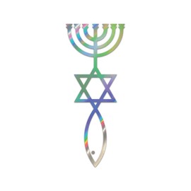 Messianic Jewish Religion Symbol Premium Sticker Decal Oil Slick Rainbow Holographic Metallic Judaism Christianity Jew v2 - Oil Slick - 1.65" W x 4" H