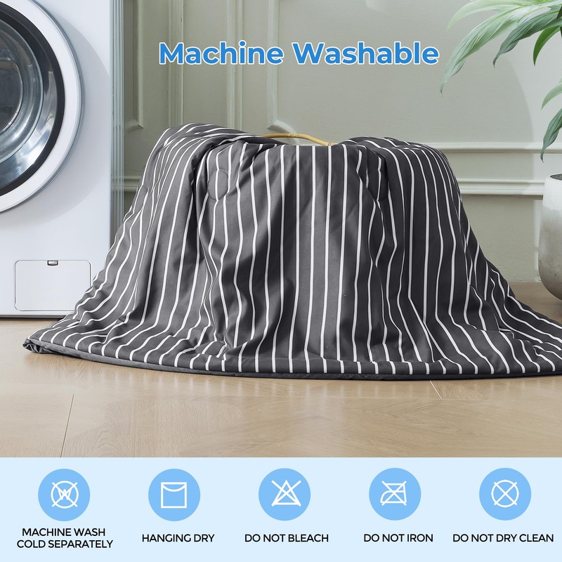 bedsmile Cooling Comforter Queen Size, Q-Max 0.45 Reversible Striped Cooling