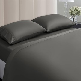 100% Egyptian Cotton Sheets Queen Size Bed Sheet - 1000 Thread Count Long Staple,17 Inches Deep Pocket,All Season,Bedding Super Soft Breathable,Sateen Weave 4-Pc Sets (Charcoal Grey, Queen)
