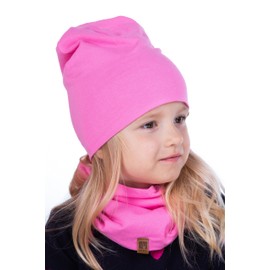 HEYO Children's Beanie Hat Tube Scarf Cotton Round Scarf Soft Girls Boys Autumn Spring Set Autumn Set, fuchsia