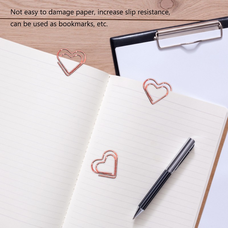 100Pcs Paper Clips Rose Gold Unique Shape Electroplating Process Lightweight