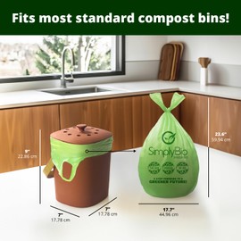 Simply Bio 3 Gallon Compostable Trash Bags Liners with Handle-Tie, Thick 0.67 Mil, 11.36 Liter, 160 Bags, Small Kitchen Food Scrap Waste Bag, ASTM D6400, US BPI and OK Compost Home Certified