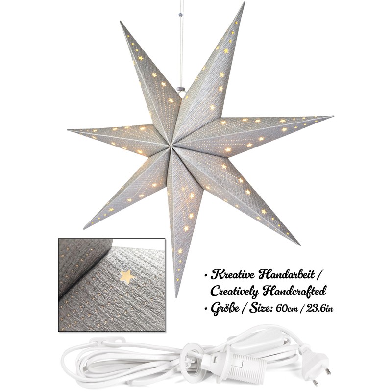 BRUBAKER Christmas Star for Hanging with E14 Socket - 60