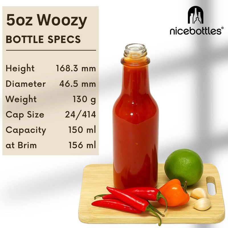 nicebottles Hot Sauce Bottles, 5 Oz - 24 Pack