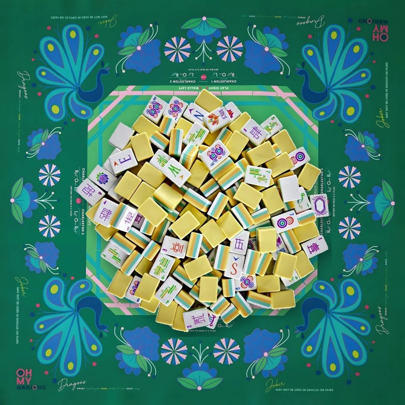 4-Layer Engraved American Mahjong Set, 1-1/4" Heavyweight Lemon Chiffon with