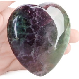 DUQGUHO 60mm Fluorite Crystals Large Heart Crystals and Healing Crystals Heart Love Shaped Stone Reiki Energy Balance Crystals
