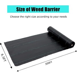 Garvee 6.5ft x 300ft Premium 3oz Pro Garden Weed Barrier Landscape Fabric Durable & Heavy-Duty Weed Block Gardening Mat, Easy Setup & Superior Weed Control, Eco-Friendly & Convenient Design