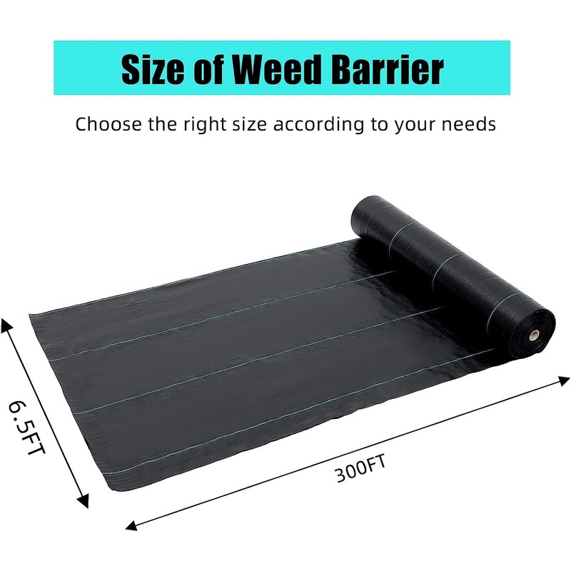 Garvee 6.5ft x 300ft Premium 3oz Pro Garden Weed Barrier