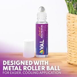VAL Lombardi Magnesium Stick Rollon with Peppermint & Other Essential Oils - Cooling Comfort for Your Head. Metal Roller. Made in The USA. 10 ml.