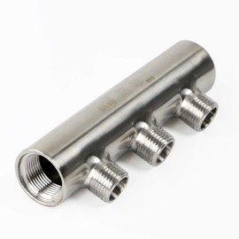 Kingbull 3 Way Distribution Water Manifold Air Flow Pump Tubing Thread 3 Positions Inline Quick Adapter Air Hose Manifold Underfloor Heating System Distributor Closed