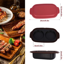 KDSPAROS Microwave Egg Cooker with Lid, 3 In 1 Egg Fryer, Multi-Use Microwave Grill Pan, Quick Heat for Grilling and Browning Foods, Design No Electricity Dishwasher Safe for Office/Home (Red)