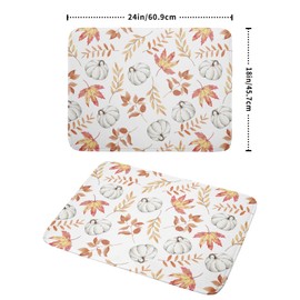Lvhompro Fall Dish Drying Mat for Kitchen Counter Autumn White Pumpkins Maple Leaves Drying Mats Super Absorbent Reversible Microfiber Kitchen Countertop Protector Dishes Pad Large 18x24 inch, DDM-1