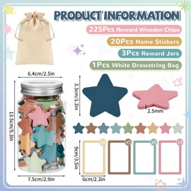 249 Pcs Boho Stars Reward Jars for Kids Classroom Coin Jars for Behavioral Rewards 225 Pcs Stars 20 Pcs Name Tags 1 Pcs Storage Bag Classroom Incentive Behavior Tools for Back to School Student