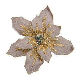 Quality Decorative Christmas Poinsettia Flower Tree Decoration/Ornament - Clip On - Various Designs/Colours - 20cm (Light Brown)