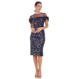 JS Collections Women's Selena Bow Cocktail Dress, Navy/Blush