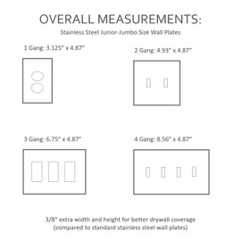Legrand Pass & Seymour SSJ8 Stainless Steel Type 302/304 Junior Jumbo Oversized Wall Plate, 1 Gang, One Duplex Outlet Receptacle Cover, Stainless (1 Count)