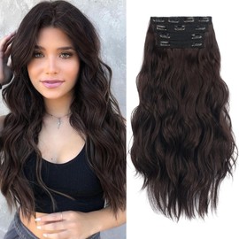 Sofeiyan Clip-In Extensions, 4 Pieces, Long Wavy Synthetic Hair Extensions, Natural Clip-In Fibre Hairpiece, Soft Lace Weft Hair Extensions, Clip-In Hairpiece for Women, 50 cm