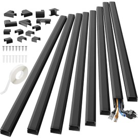 Yecaye 8 Piezas Canaletas para Cables Pared de 3.2 m, Cubre Cable Organizador para Pared, Kit de Canalización Canaleta para 3-4 Cables, Ocultar Cable detrás del TV y Superficie Pintable, Negro