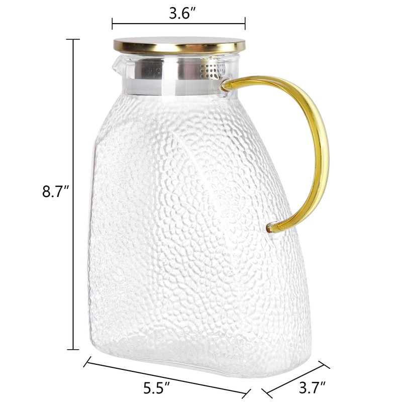 Hedume Fridge Door Water Pitcher, 1.8 Liter/60oz Gold Lid, High