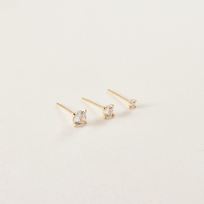 Gold&Deer 14k Goldfield Basic Crystal Cubic Earrings 3mm / 골드앤디어