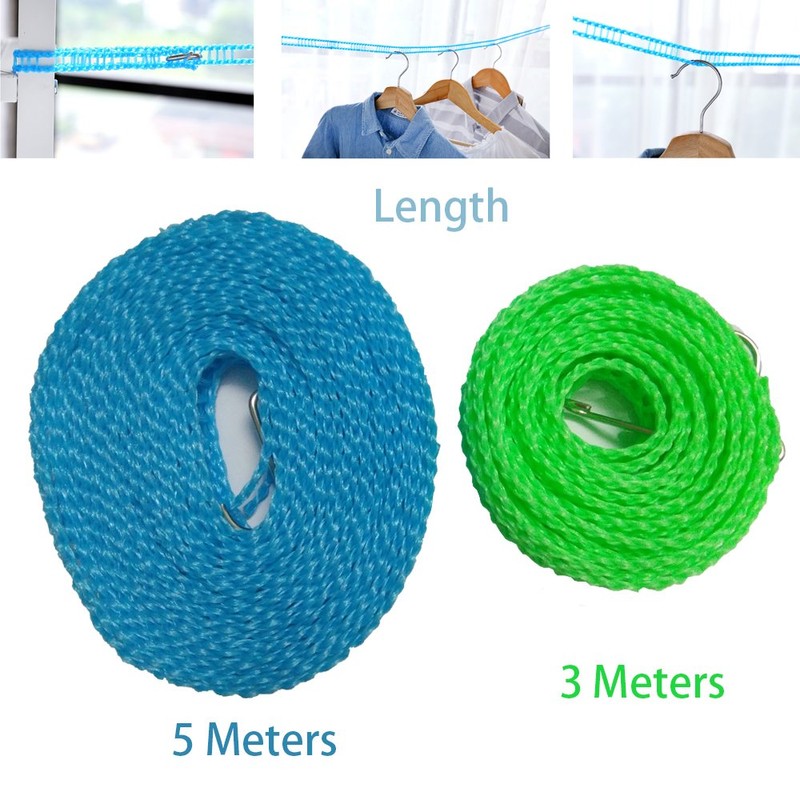 2 Pack Nylon Clothesline Windproof Clothes Drying Rope Travel Clothes